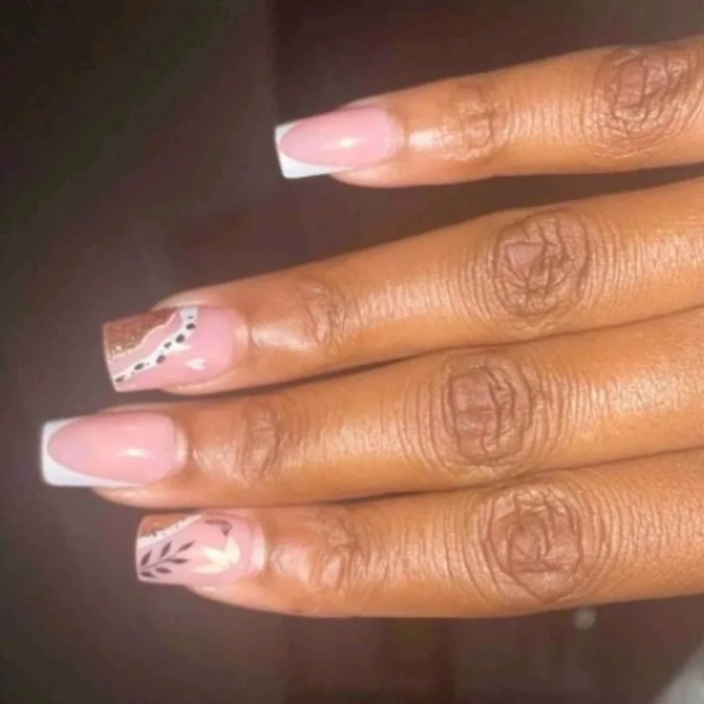2/$16 Boho Leaf French Manicure Press On Nails